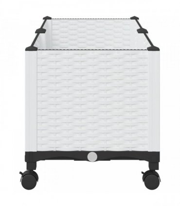 vidaXL Garden Planter with Wheels White 80 x 40 x 44 cm PP