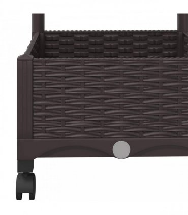 vidaXL Garden Planter with Trellis&Wheels Brown 80 x 40 x 131.5 cm PP
