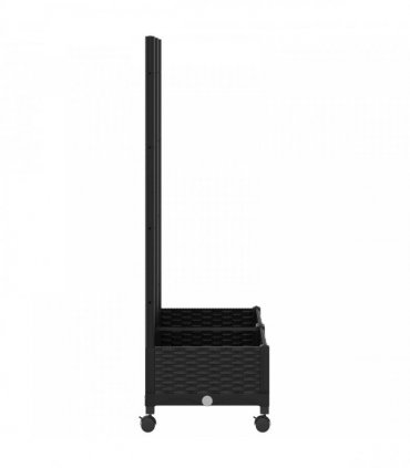 vidaXL Garden Planter with Trellis&Wheels Black 80 x 40 x 131.5 cm PP