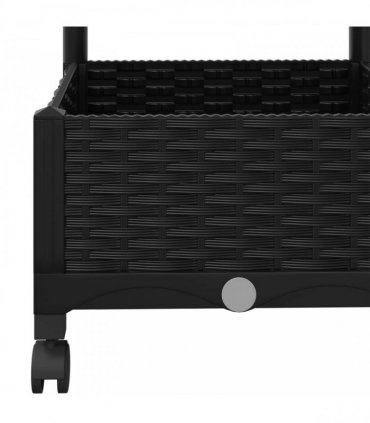 vidaXL Garden Planter with Trellis&Wheels Black 80 x 40 x 131.5 cm PP