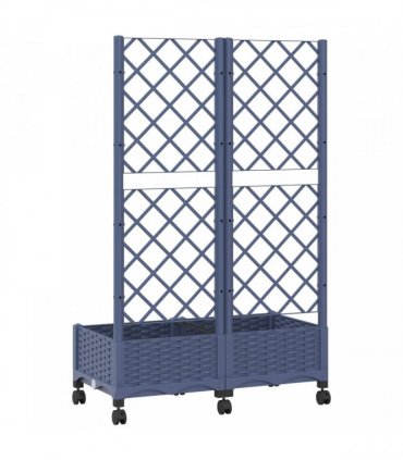vidaXL Garden Planter with Trellis&Wheels Blue Grey 80 x 40 x 131.5 cm