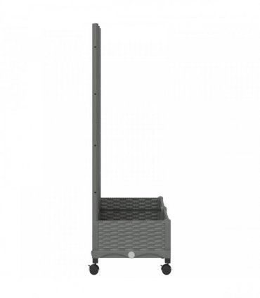 vidaXL Garden Planter with Trellis&Wheels Light Grey PP