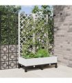 vidaXL Garden Planter with Trellis&Wheels White 80 x 40 x 131.5 cm PP