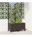 vidaXL Garden Planter with Trellis&Wheels Brown 80 x 40 x 146 cm PP