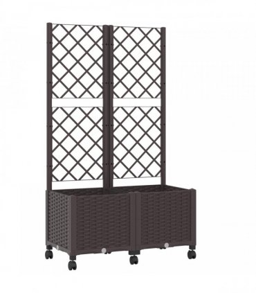 vidaXL Garden Planter with Trellis&Wheels Brown 80 x 40 x 146 cm PP