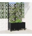 vidaXL Garden Planter with Trellis&Wheels Black 80 x 40 x 146 cm PP