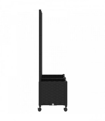 vidaXL Garden Planter with Trellis&Wheels Black 80 x 40 x 146 cm PP