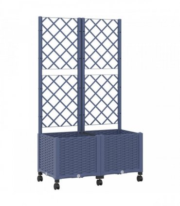 vidaXL Garden Planter with Trellis&Wheels Blue Grey 80 x 40 x 146 cm