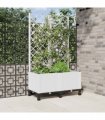 vidaXL Garden Planter with Trellis&Wheels White 80 x 40 x 146 cm PP