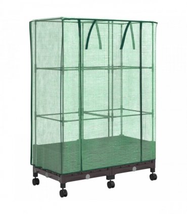 vidaXL Garden Planter with Greenhouse Cover&Wheels 2 pcs Brown PP