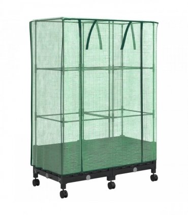 vidaXL Garden Planter with Greenhouse Cover&Wheels 2 pcs Black PP