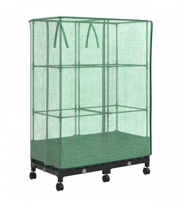 vidaXL Garden Planter with Greenhouse Cover&Wheels 2 pcs Black PP