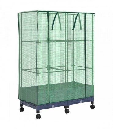 vidaXL Garden Planter with Greenhouse Cover&Wheels 2 pcs Blue Grey PP