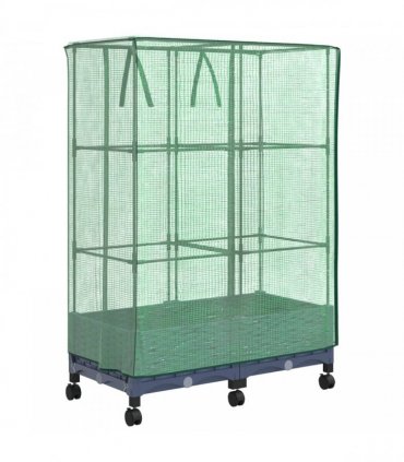 vidaXL Garden Planter with Greenhouse Cover&Wheels 2 pcs Blue Grey PP