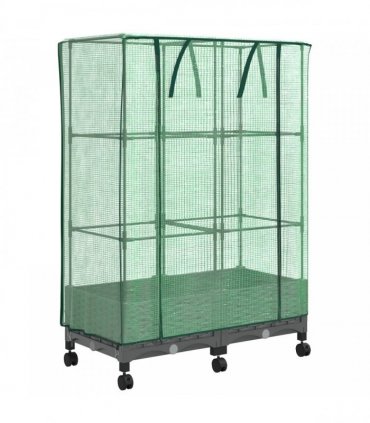 vidaXL Garden Planter with Greenhouse Cover&Wheels 2 pcs Light Grey PP