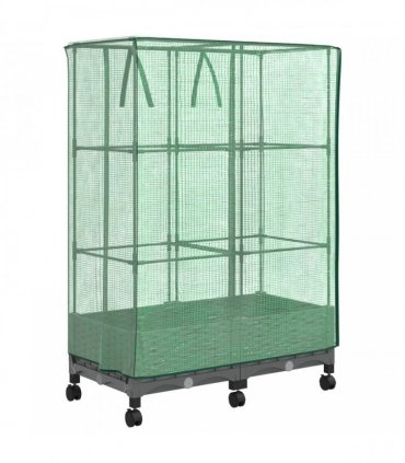 vidaXL Garden Planter with Greenhouse Cover&Wheels 2 pcs Light Grey PP