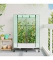 vidaXL Garden Planter with Greenhouse Cover&Wheels 2 pcs White PP