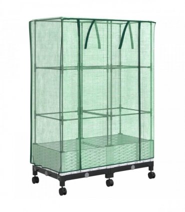 vidaXL Garden Planter with Greenhouse Cover&Wheels 2 pcs White PP