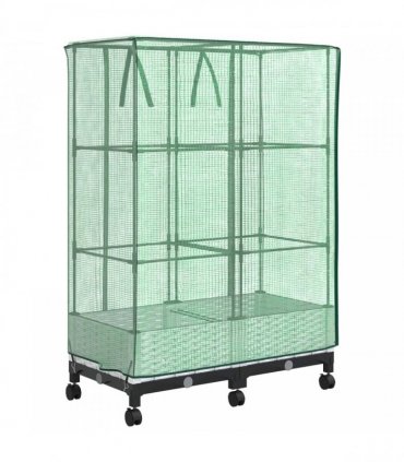 vidaXL Garden Planter with Greenhouse Cover&Wheels 2 pcs White PP