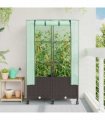 vidaXL Garden Planter with Greenhouse Cover&Wheels 2 pcs Brown PP