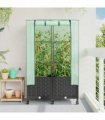 vidaXL Garden Planter with Greenhouse Cover&Wheels 2 pcs Black PP