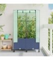 vidaXL Garden Planter with Greenhouse Cover&Wheels 2 pcs Blue Grey PP