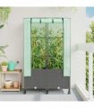 vidaXL Garden Planter with Greenhouse Cover&Wheels 2 pcs Light Grey PP