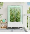 vidaXL Garden Planter with Greenhouse Cover&Wheels 2 pcs White PP