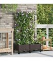 vidaXL Garden Planter with Trellis&Wheels 2 pcs Brown PP