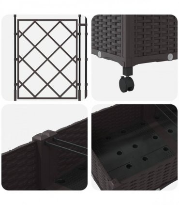 vidaXL Garden Planter with Trellis&Wheels 2 pcs Brown PP