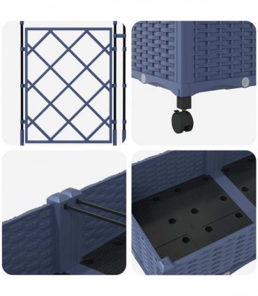 vidaXL Garden Planter with Trellis&Wheels 2 pcs Grey PP