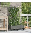 vidaXL Garden Planter with Trellis&Wheels 2 pcs Light Grey PP