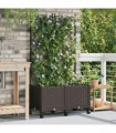vidaXL Garden Planter with Trellis&Wheels 2 pcs Brown 80 x 40 x 149 cm