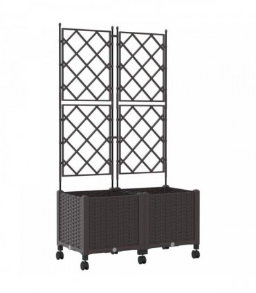 vidaXL Garden Planter with Trellis&Wheels 2 pcs Brown 80 x 40 x 149 cm