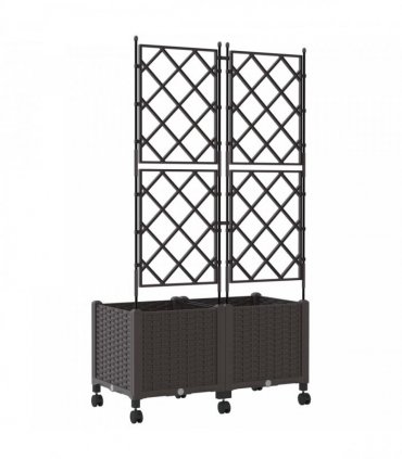 vidaXL Garden Planter with Trellis&Wheels 2 pcs Brown 80 x 40 x 149 cm