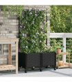 vidaXL Garden Planter with Trellis&Wheels 2 pcs Black 80 x 40 x 149 cm