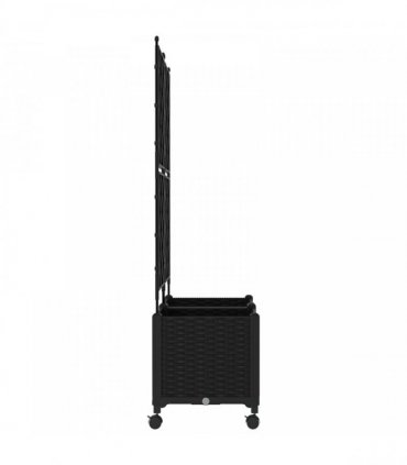 vidaXL Garden Planter with Trellis&Wheels 2 pcs Black 80 x 40 x 149 cm