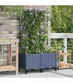 vidaXL Garden Planter with Trellis&Wheels 2 pcs Grey 80 x 40 x 149 cm