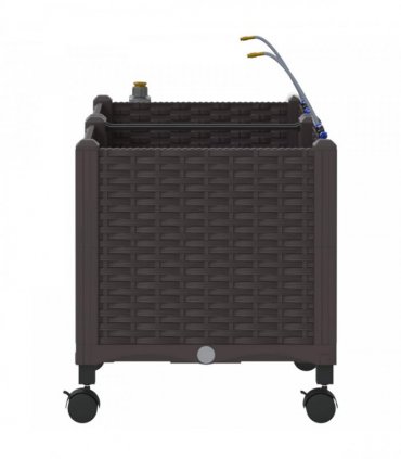 vidaXL Garden Planter with Irrigation&Wheels 2 pcs Brown PP