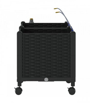 vidaXL Garden Planter with Irrigation&Wheels 2 pcs Black PP