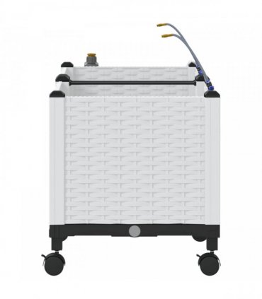 vidaXL Garden Planter with Irrigation&Wheels 2 pcs White PP