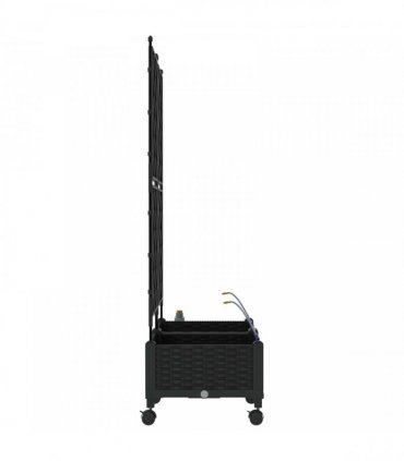 vidaXL Garden Planter with Irrigation&Wheels 2 pcs Black PP