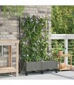 vidaXL Garden Planter with Irrigation&Wheels 2 pcs Light Grey PP