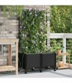 vidaXL Garden Planter with Irrigation&Wheels 2 pcs Black PP