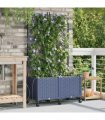 vidaXL Garden Planter with Irrigation&Wheels 2 pcs Grey PP