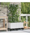 vidaXL Garden Planter with Irrigation&Wheels 2 pcs White PP