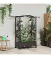 vidaXL Raised Bed with Trellis and Roof Brown 124 x 40 x 129 cm PP