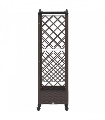 vidaXL Raised Bed with Trellis and Roof Brown 124 x 40 x 129 cm PP