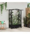 vidaXL Raised Bed with Trellis and Roof Black 124 x 40 x 129 cm PP