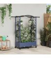 vidaXL Raised Bed with Trellis and Roof Grey 124 x 40 x 129 cm PP